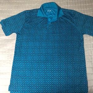 X PBX Pro Golf Polo Shirt abstract bright turquoise blue medium m Like New